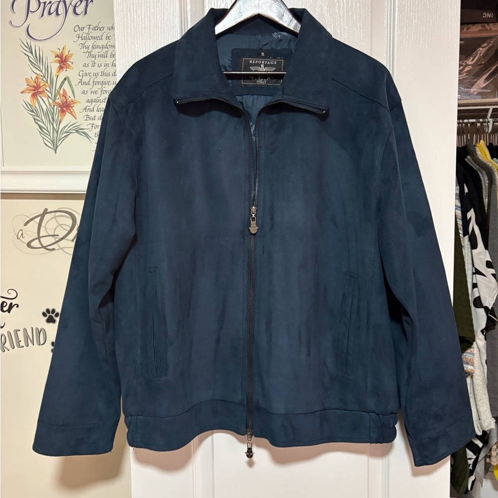 Reportage of Italy Suede Men's Deep Blue Lightweight Jacket